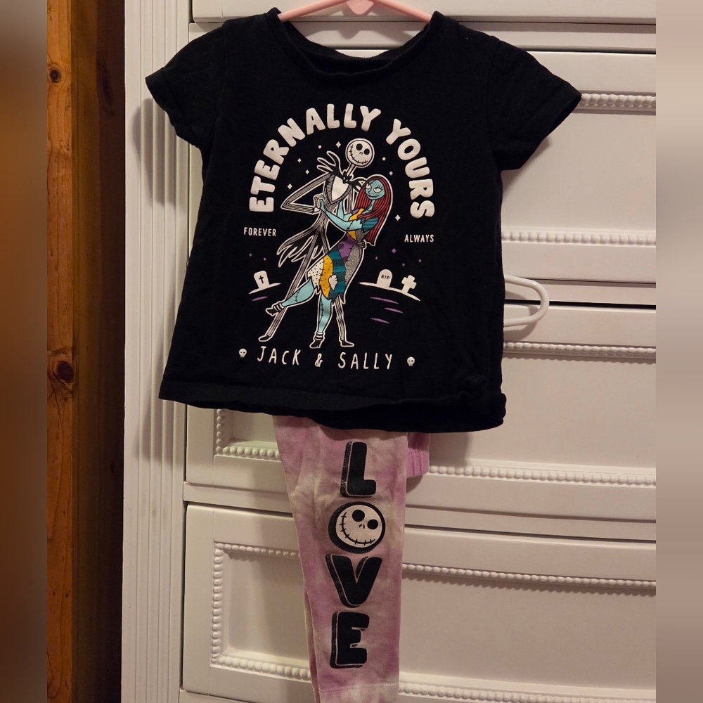 Disney Black and Pink Jack & Sally Kids Matching Set